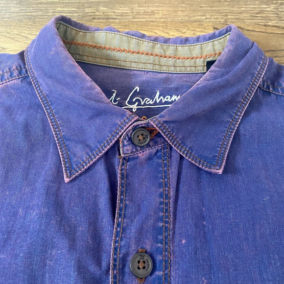 Robert Graham Jeans Button Up Shirt Large Blue Pink Long Sleeve Casual Acid Wash - Picture 14 of 16
